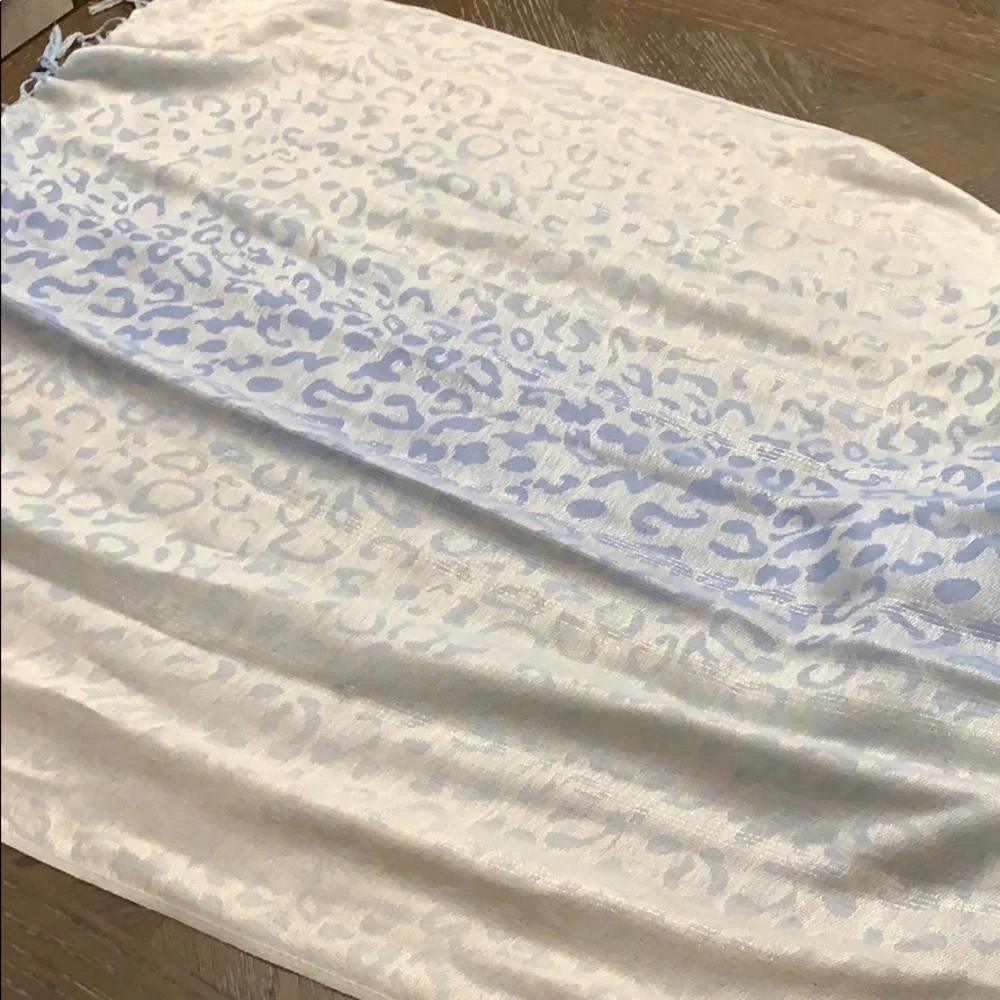Blue and cream animal print wrap scarf